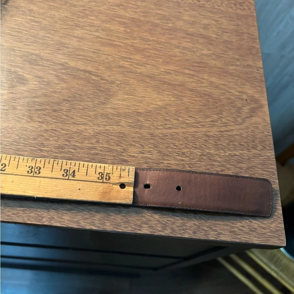 Yves Saint Laurent Solid Brass Buckle Reversible Brown Black Leather Belt